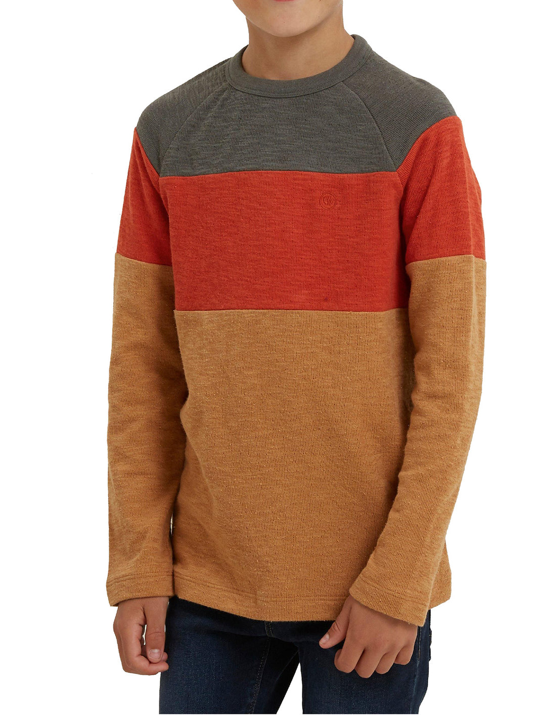 Boys Fat Face Brown Multi Large Stripes Supersoft Cotton Top
