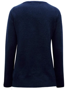 Ladies Navy Santa 'Christmas Night Fever' Slogan Knitted Jumper