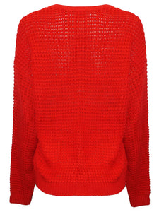 Ladies Red Festive Candy Cane 'X-MAS Loading' Knitted Jumper