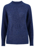Ladies Blue Elvira Wool Blend Ribbed Knit Jumper
