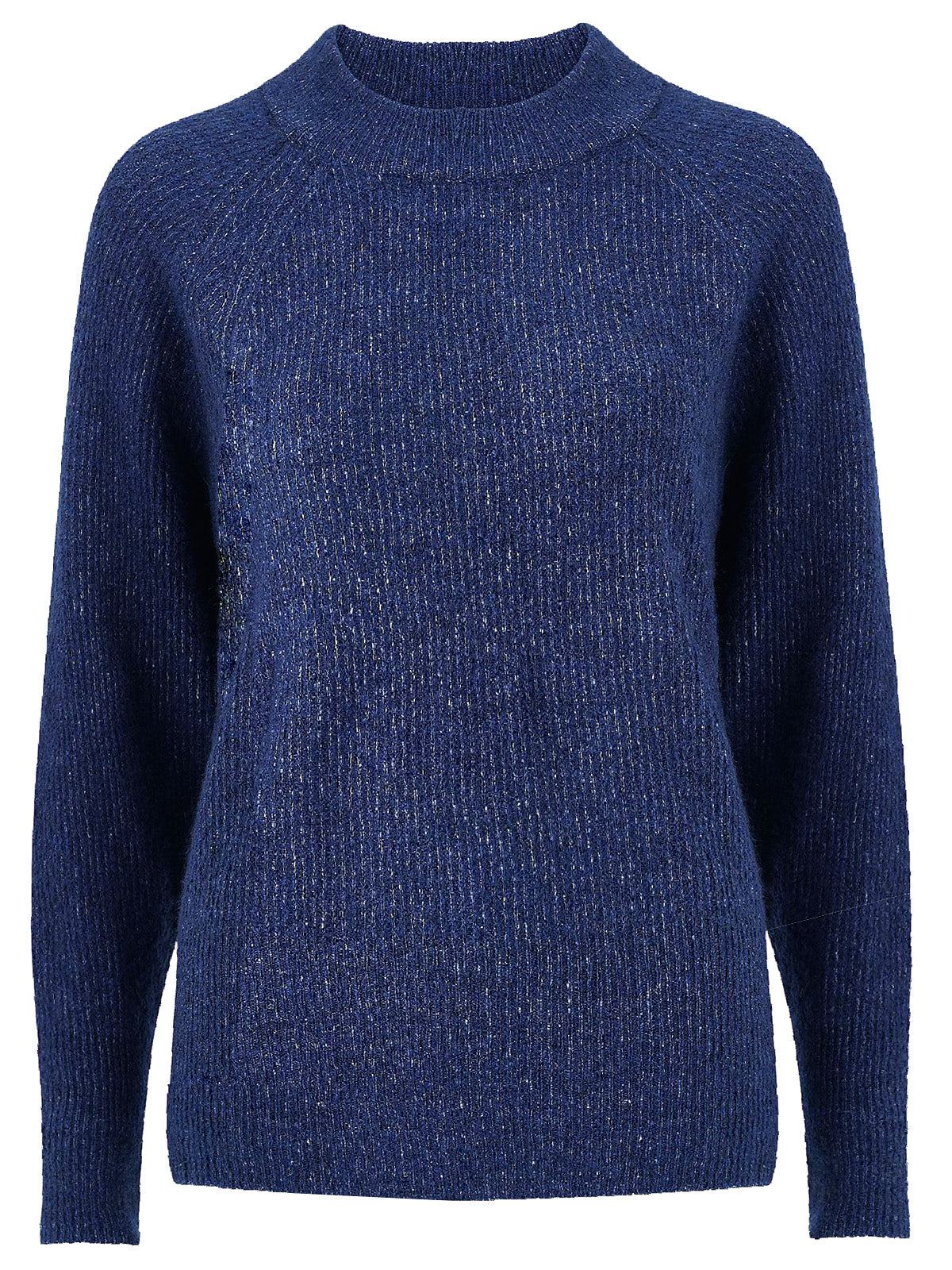 Ladies Blue Elvira Wool Blend Ribbed Knit Jumper