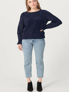Ladies Ellos Navy Signe Soft Chenille Plus Size Jumper