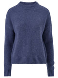 Ladies Blue Petronella Wool Blend Ribbed Knit Jumper