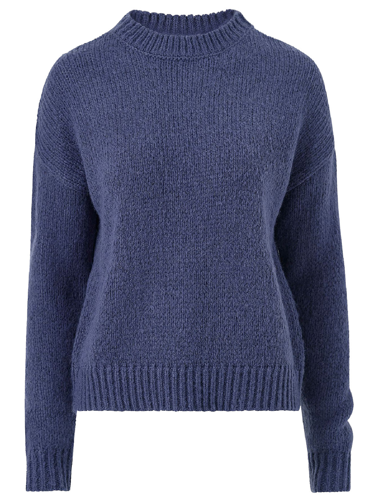 Ladies Blue Petronella Wool Blend Ribbed Knit Jumper