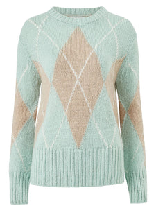 Ladies Aqua Phebe Wool Blend Ribbed Knitted Plus Size Jumper