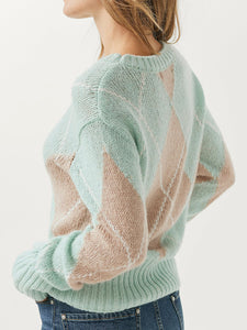 Ladies Aqua Phebe Wool Blend Ribbed Knitted Plus Size Jumper