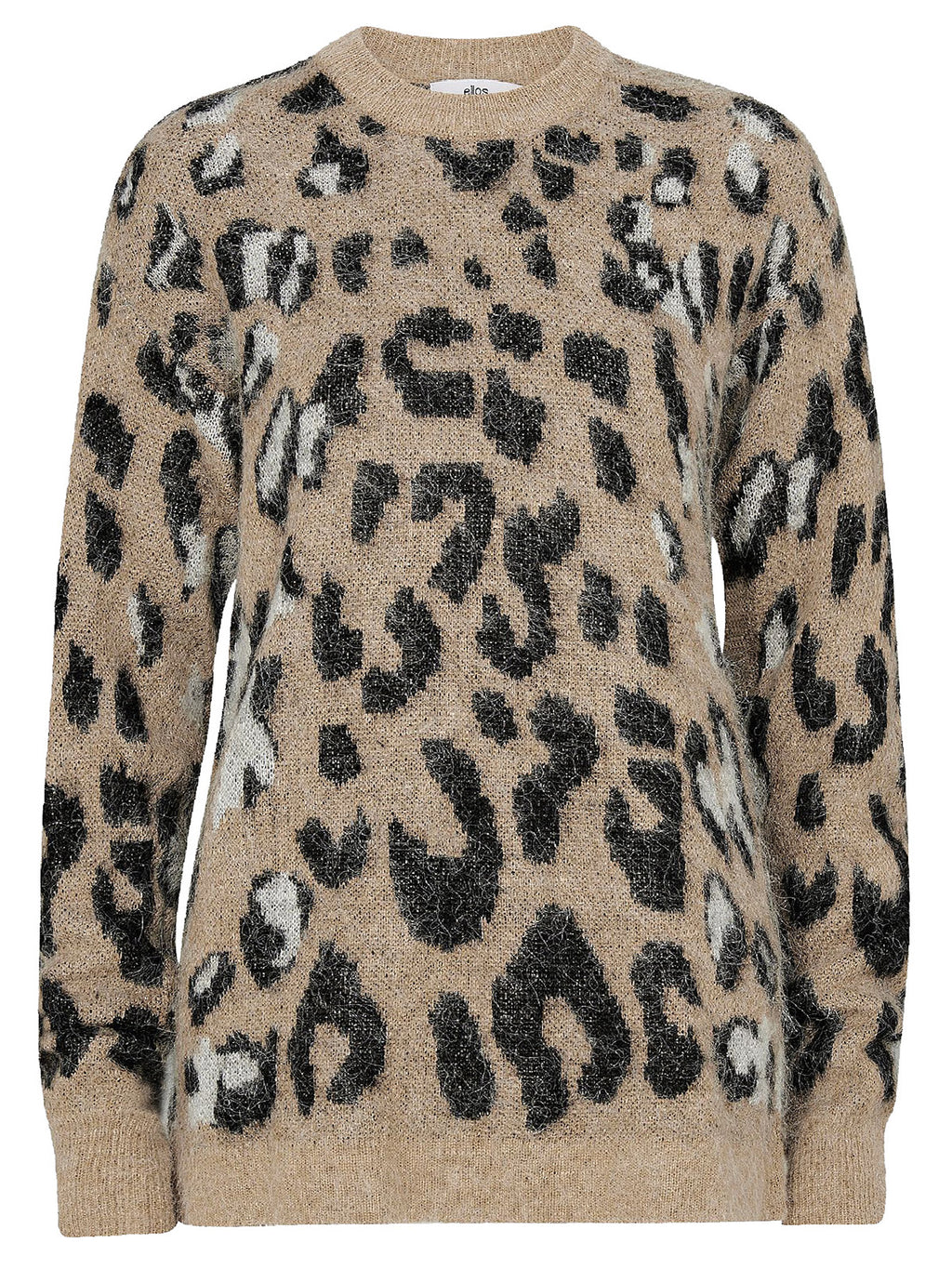 Ladies Beige Wool Blend Animal Print Knitted Jumper