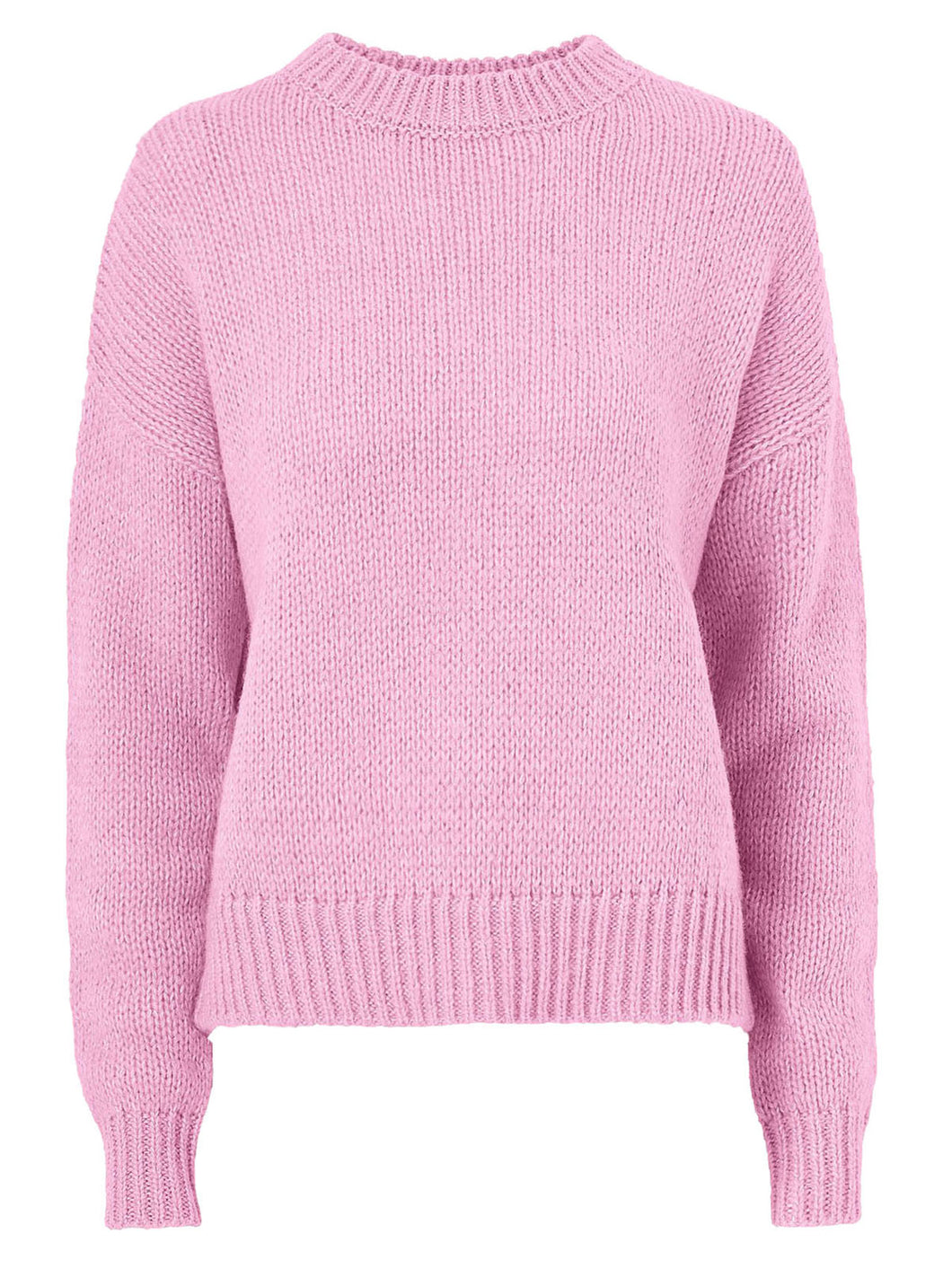 Ladies Ellos Pink Petronella Wool Blend Ribbed Knit Jumper