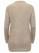 Load image into Gallery viewer, Ladies Beige Red Chunky Knitted Long Sleeve Plus Size Jumpers
