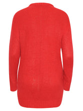 Load image into Gallery viewer, Ladies Beige Red Chunky Knitted Long Sleeve Plus Size Jumpers

