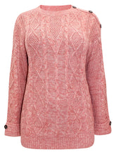 Load image into Gallery viewer, Ladies Damart Rose Chunky Cable Knit Button Shoulder Plus Size Jumpers
