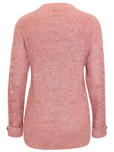 Ladies Damart Rose Chunky Cable Knit Button Shoulder Plus Size Jumpers
