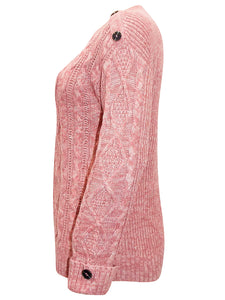 Ladies Damart Rose Chunky Cable Knit Button Shoulder Plus Size Jumpers
