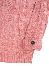 Load image into Gallery viewer, Ladies Damart Rose Chunky Cable Knit Button Shoulder Plus Size Jumpers
