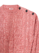 Load image into Gallery viewer, Ladies Damart Rose Chunky Cable Knit Button Shoulder Plus Size Jumpers
