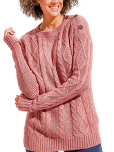Load image into Gallery viewer, Ladies Damart Rose Chunky Cable Knit Button Shoulder Plus Size Jumpers
