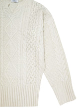 Load image into Gallery viewer, Ladies Yessica Cream Ribbed V Neck Chunky Cable Knit Jumper
