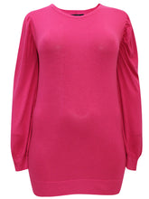 Load image into Gallery viewer, Pink Ruched Shoulder Soft Knit Crew Neck Plus Size Jumpers
