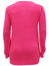 Load image into Gallery viewer, Pink Ruched Shoulder Soft Knit Crew Neck Plus Size Jumpers
