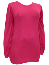 Load image into Gallery viewer, Pink Ruched Shoulder Soft Knit Crew Neck Plus Size Jumpers
