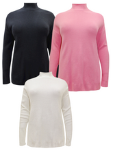 Load image into Gallery viewer, Pink Black Ivory High Neck Thick Soft Knit Plus Size  Jumpers
