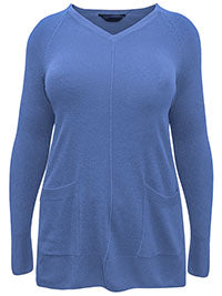 Ladies Curve Front Seam Pockets Soft Knit Plus Size Jumpers