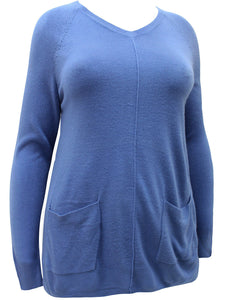 Ladies Curve Front Seam Pockets Soft Knit Plus Size Jumpers