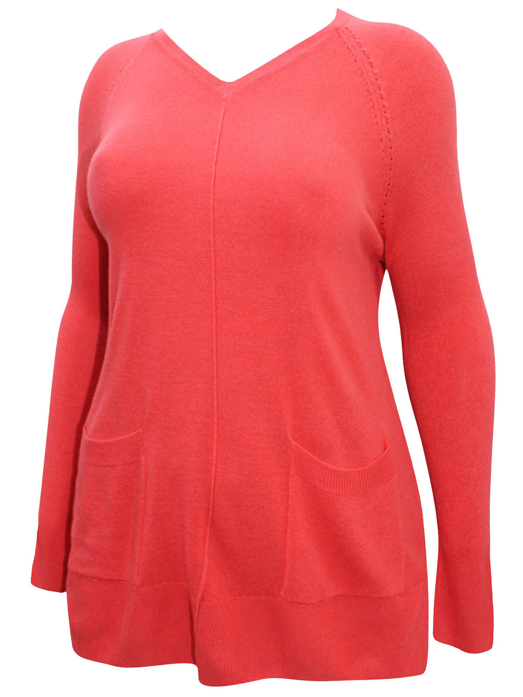 Ladies Curve Front Seam Pockets Soft Knit Plus Size Jumpers