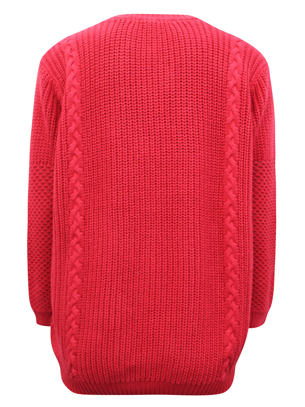Ladies Red Lily Ella Textured Cotton Multi Stitch Thick Knit Long Sleeve Jumpers