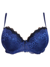 Load image into Gallery viewer, Trofé Dark-Blue Evy Floral Lace Bra
