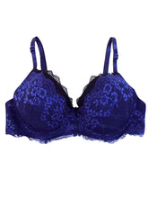 Load image into Gallery viewer, Trofé Dark-Blue Evy Floral Lace Bra
