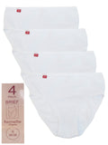 Ladies Famelle White 4-Pack Cotton Rich Full Briefs