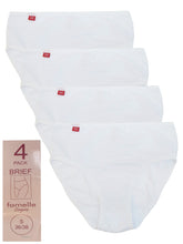 Load image into Gallery viewer, Ladies Famelle White 4-Pack Cotton Rich Full Briefs
