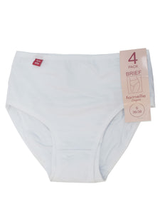 Ladies Famelle White 4-Pack Cotton Rich Full Briefs