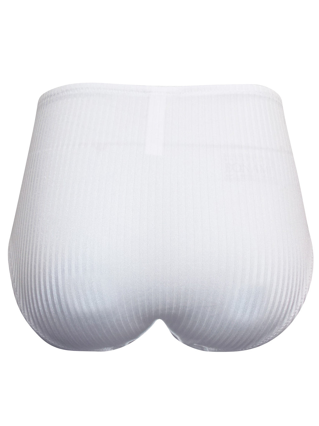 Ladies White Stripe Full Briefs Lace Insert Midi Knickers