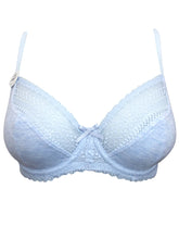 Load image into Gallery viewer, Blue Floral Lace Wired Full Cup Bra
