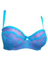 Load image into Gallery viewer, Blue Pink Multi Floral Davean Wired Balconette Bra
