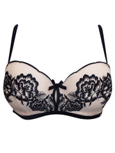 Load image into Gallery viewer, Boux Avenue Black &amp; Cream Contrast Embroidered Balconette Bra
