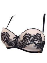 Load image into Gallery viewer, Boux Avenue Black &amp; Cream Contrast Embroidered Balconette Bra
