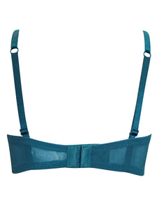 Ladies Emerald Green Sleek Floral Lace Underwired Balconette Bra