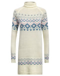 Ladies Fair Isle Cream Multi Knitted Roll Neck Jumper Dress