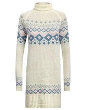 Load image into Gallery viewer, Ladies Fair Isle Cream Multi Knitted Roll Neck Jumper Dress
