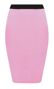 Ladies Plain Fitted Jersey High Waisted Bodycon Pencil Skirt