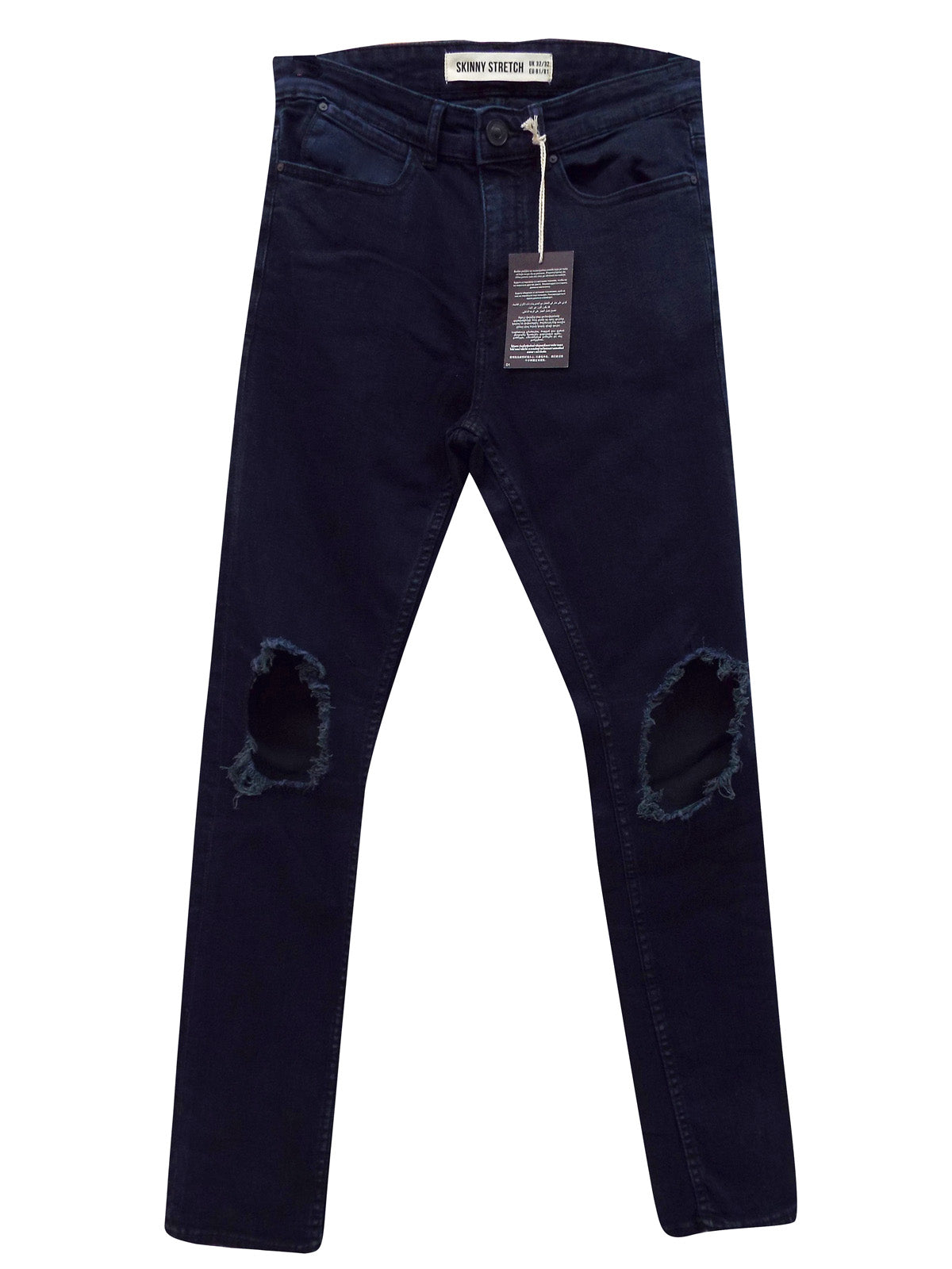 Navy Morrow Ripped Open Knee Skinny Fit Denim Jeans
