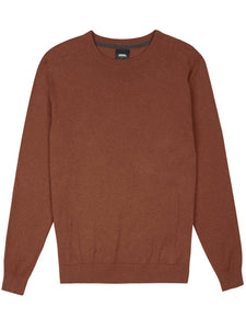 Brown Crew Neck Cotton Rich Knitted Long Sleeve Jumper