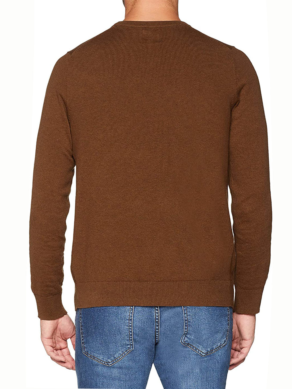 Brown Crew Neck Cotton Rich Knitted Long Sleeve Jumper