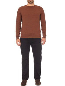 Brown Crew Neck Cotton Rich Knitted Long Sleeve Jumper