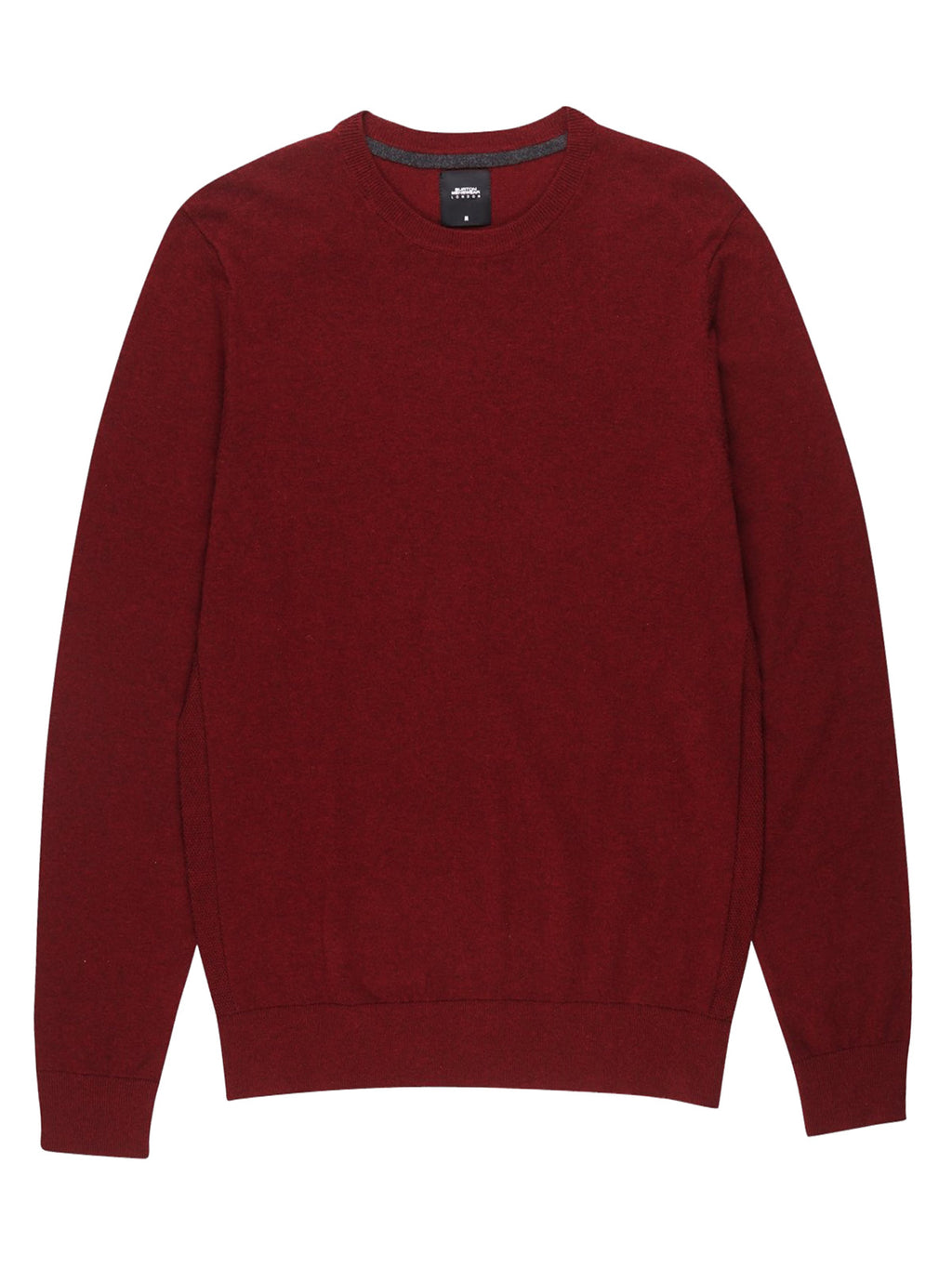 Men Dark Red Cotton Blend Crew Neck Knitted Jumper