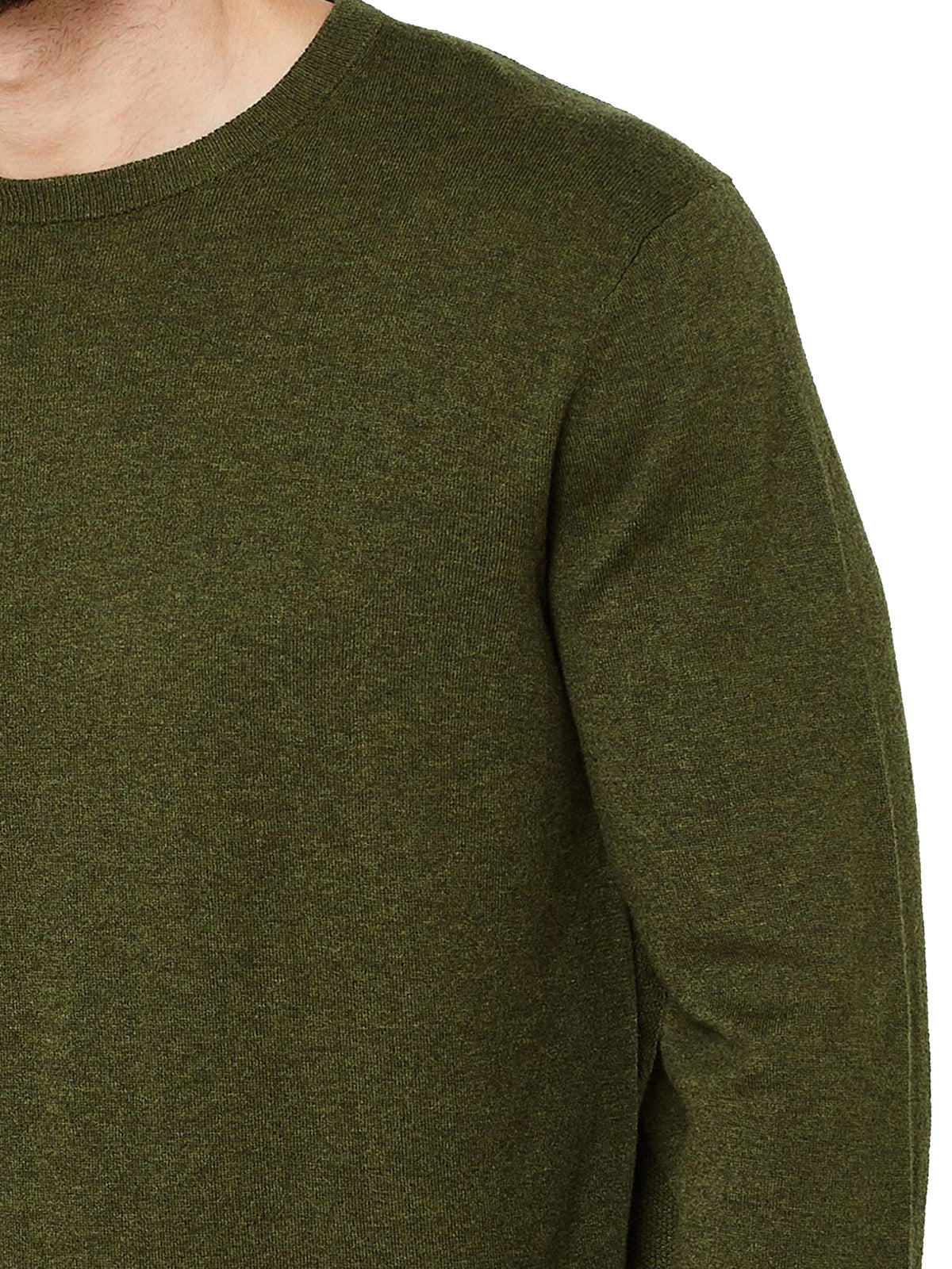 Mens Khaki Cotton Blend Crew Neck Knitted Jumper