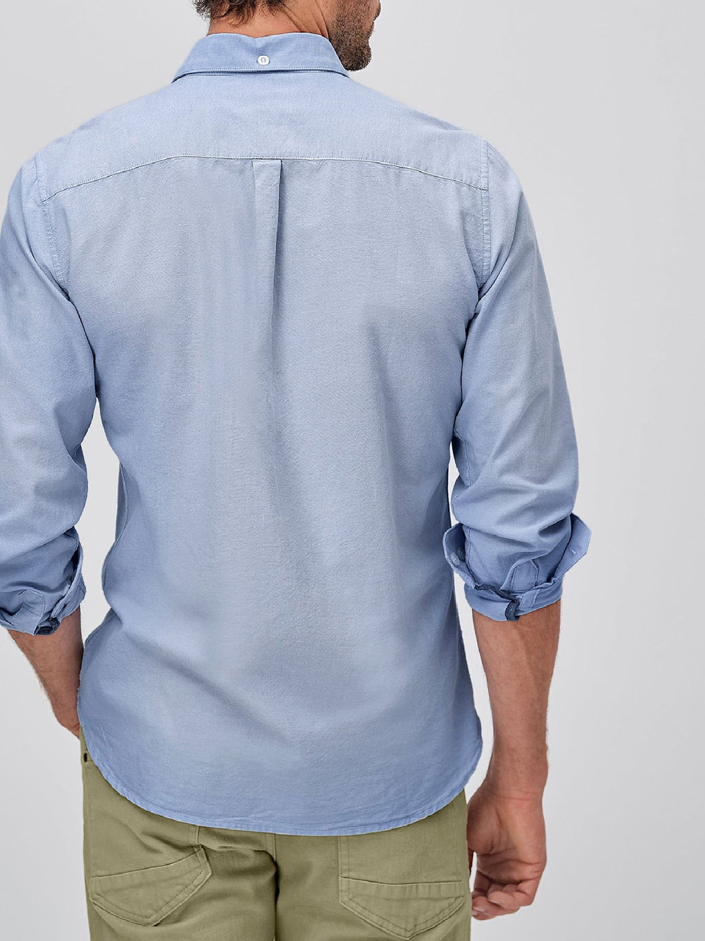 Mens Sky-Blue Pure Cotton Oxford Collared Long sleeves Shirt